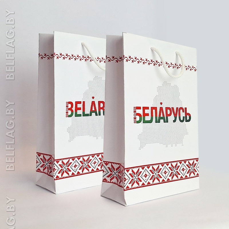 Пакет бумажный 220×320×80 мм «BELARUS / БЕЛАРУСЬ» (орнамент) Пакет бумажный 220×320×80 мм «BELARUS / БЕЛАРУСЬ» (орнамент)