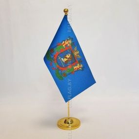 Флагшток настольный, однорожковый 35 см, с навершием шар, золото DR35G