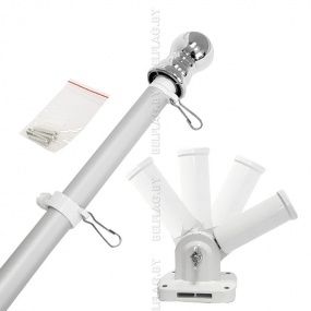 Флагшток настенный из алюминия, 180 см, с регулируемым кронштейном 