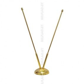 Флагшток настольный, металлический, двухрожковый, 32 см, золото Флагшток настольный, металлический, двухрожковый, 32 см, золото