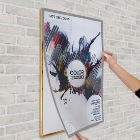 Рамка алюминиевая с прозрачным пласт. экраном на магнитах, размер 60*90см, толщина 14 мм, цвет черный/серебро