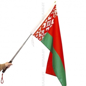 Флагшток телескопический из нержавейки, с мягкой ручкой и флагом Беларуси 50×100 см