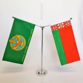 Флагшток настольный, 26см.,  Y-образный на два флага, серебро