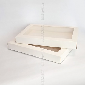 Подарочная коробка 350×250×40 мм, с окном для флага, самосборная