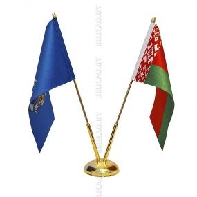 Флагшток настольный, металлический, двухрожковый, 32 см, золото Флагшток настольный, металлический, двухрожковый, 32 см, золото