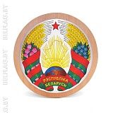 Интерьерный герб 35 см, объемный на атласе, основа — ЛДСП бук