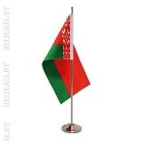 Флажок РБ 12*24см., атлас, настольный, на 1-рожковой метал. подставке цвет золото