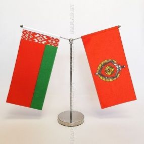 Флагшток настол.,  метал., Y-обр. на два флажка, серебро