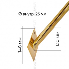 Флагшток фасадный из нерж. стали, 150см, с баннерным плечом 100см и кронштейном, золото