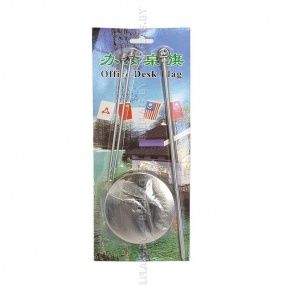 Флагшток настол.,  метал., Y-обр. на два флажка, серебро