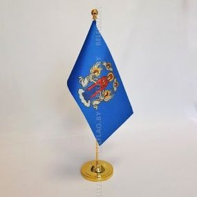 Флагшток настольный, однорожковый 35 см, с навершием шар, золото DR35G