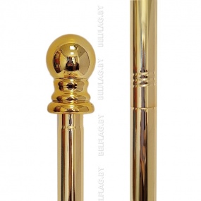 Флагшток настенный из нержавеющей стали 180 см, с кронштейном 45 гр., цвет золото