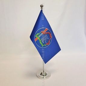 Флагшток настольный, однорожковый 35 см, с навершием шар, серебро DR35S