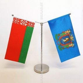 Флагшток настол.,  метал., Y-обр. на два флажка, серебро