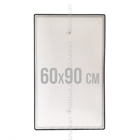Рамка алюминиевая с прозрачным пласт. экраном на магнитах, размер 60*90см, толщина 14 мм, цвет черный/серебро