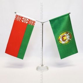 Флагшток настольный Y-обр. на прозрачной пластик. подставке, ассорти