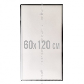 Рамка алюминиевая с прозрачным пласт. экраном на магнитах, размер 60*120см, толщина 14 мм, цвет черный/серебро