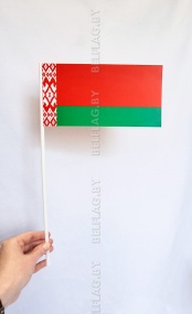 Флажок РБ 10х20 см бумажный на палочке в упаковке с европодвесом