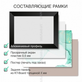 Рамка алюминиевая, защелкивающаяся, формат А1, цвет черный
