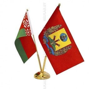 Флагшток настольный, металлический, двухрожковый, 32 см, золото Флагшток настольный, металлический, двухрожковый, 32 см, золото