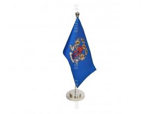 Флагшток настольный, однорожковый 30 см, с навершием шар, серебро