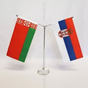 Флагшток настольный Y-обр. на прозрачной пластик. подставке, ассорти