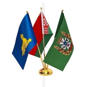 Флагшток настольный, металлический, трехрожковый 32 см, золото