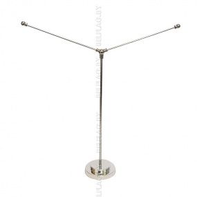 Флагшток настольный, 26см.,  Y-образный на два флага, серебро