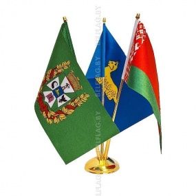 Флагшток настольный, металлический, трехрожковый 32 см, золото