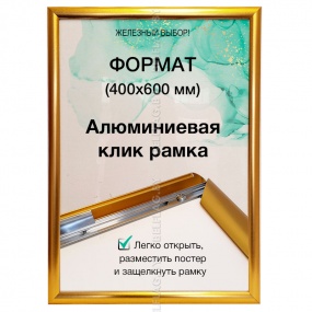 Рамка алюминиевая, защелкивающаяся, размер 400*600 мм, цвет золото