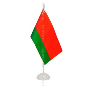 Флажки РБ атласные 12х24 см на однорожковой пластиковой подставке