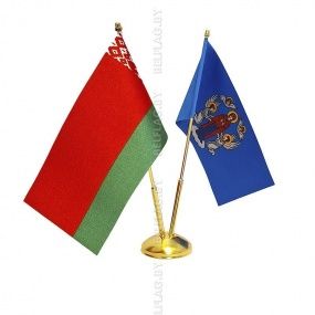 Флажки атласные настольные на двухрожковой металл. подставке