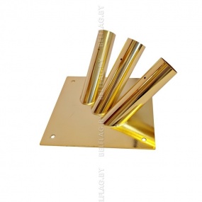 Кронштейн настенный d30мм, из нержавеющей стали, на 3 флага, цвет золото