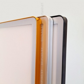 Рамка алюминиевая с прозрачным пласт. экраном на магнитах, формат А4, толщина 14 мм, цвет золото/серебро