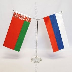 Флагшток настольный Y-обр. на прозрачной пластик. подставке, ассорти