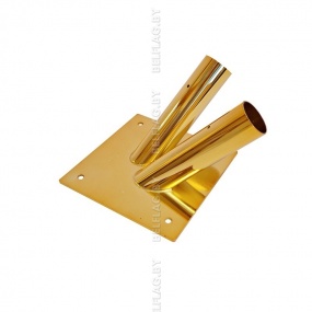 Кронштейн настенный d30мм, из нержавеющей стали, на 2 флага, цвет золото