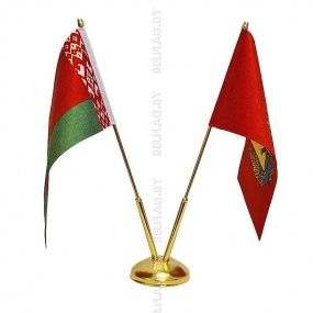 Флагшток настольный, металлический, двухрожковый, 32 см, золото Флагшток настольный, металлический, двухрожковый, 32 см, золото