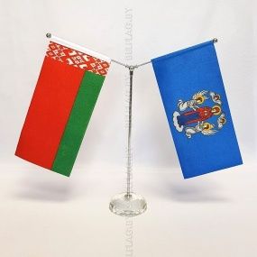 Флагшток настольный Y-обр. на прозрачной пластик. подставке, ассорти